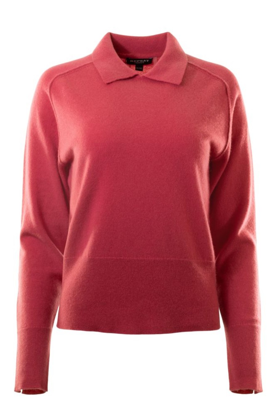 Sweaters REPEAT | Repeat Cashmere Collared Crewneck Sweater In Strawberry