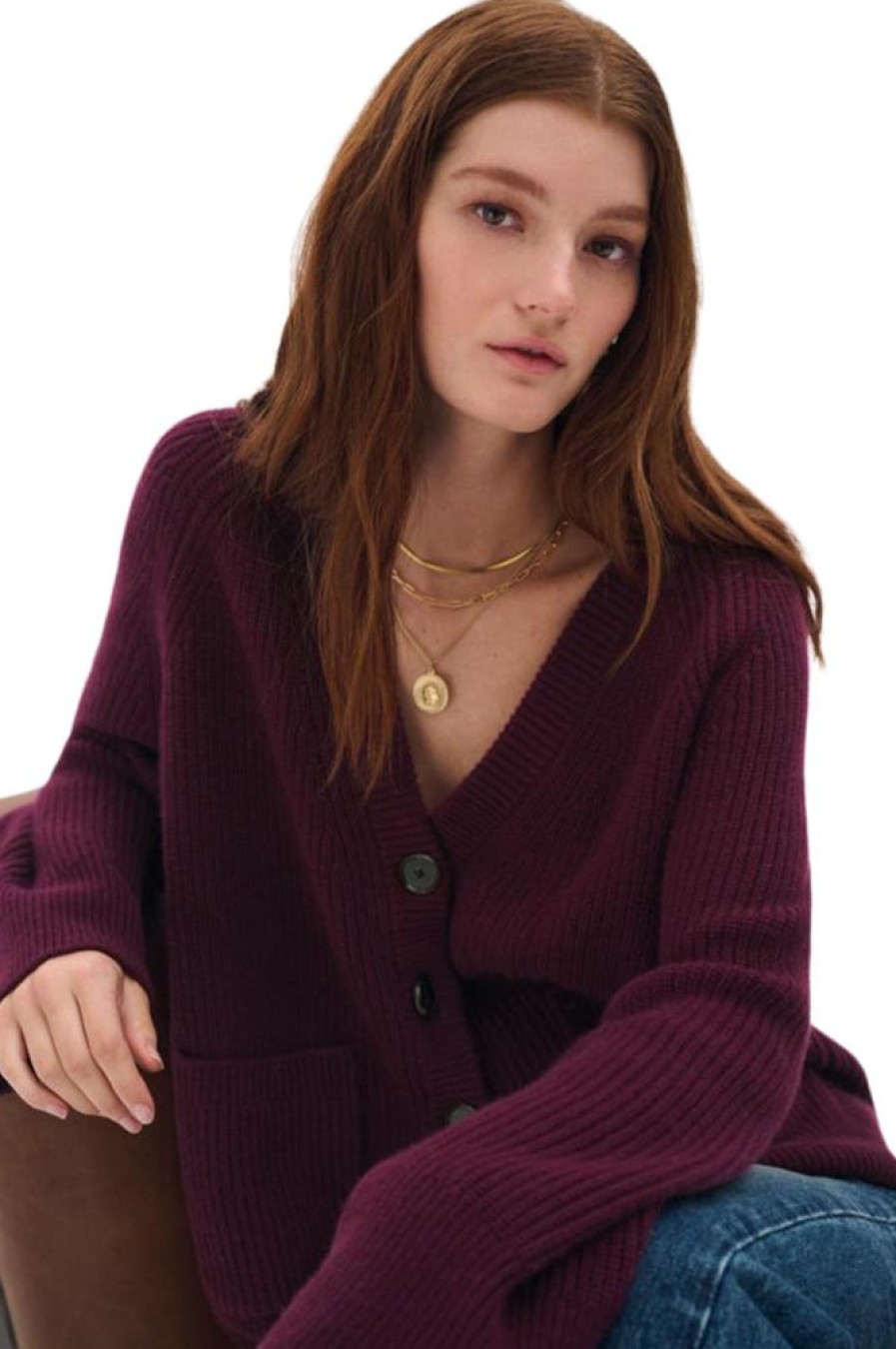 Sweaters WHITE & WARREN | White & Warren Cashmere Ribbed Boyfriend Sweater In Mulberry