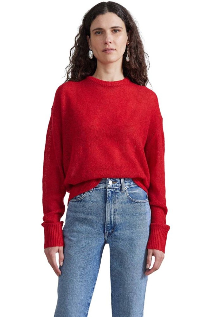 Sweaters Apiece Apart | Apiece Apart Softest Tissue Weight Sweater In Red