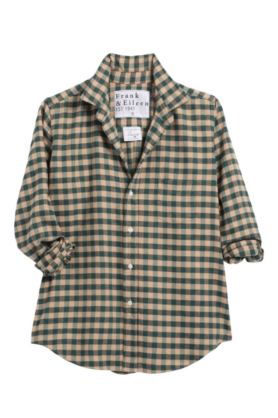 Tops Frank & Eileen | Frank & Eileen Barry Tailored Button Up Flannel Shirt In Camel, Green Check