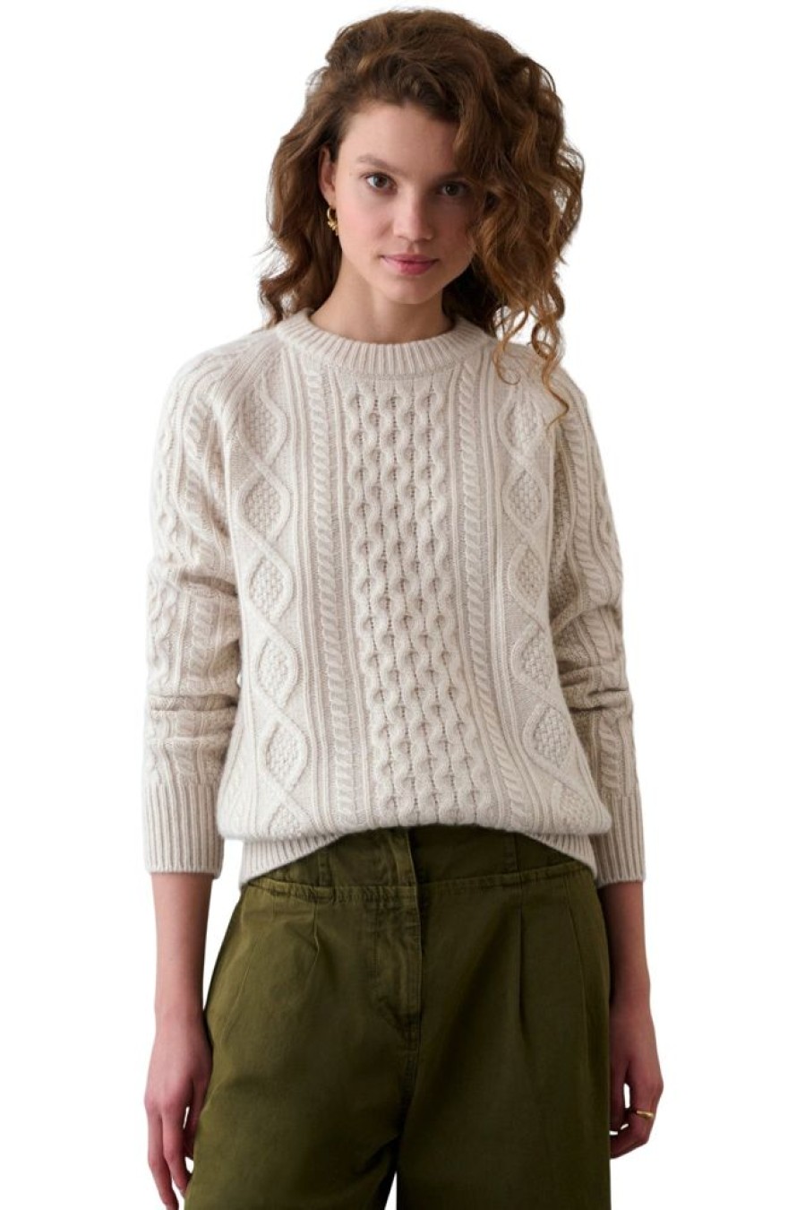 Sweaters WHITE & WARREN | White & Warren Cashmere Luxe Cable Sweater In Natural Heather