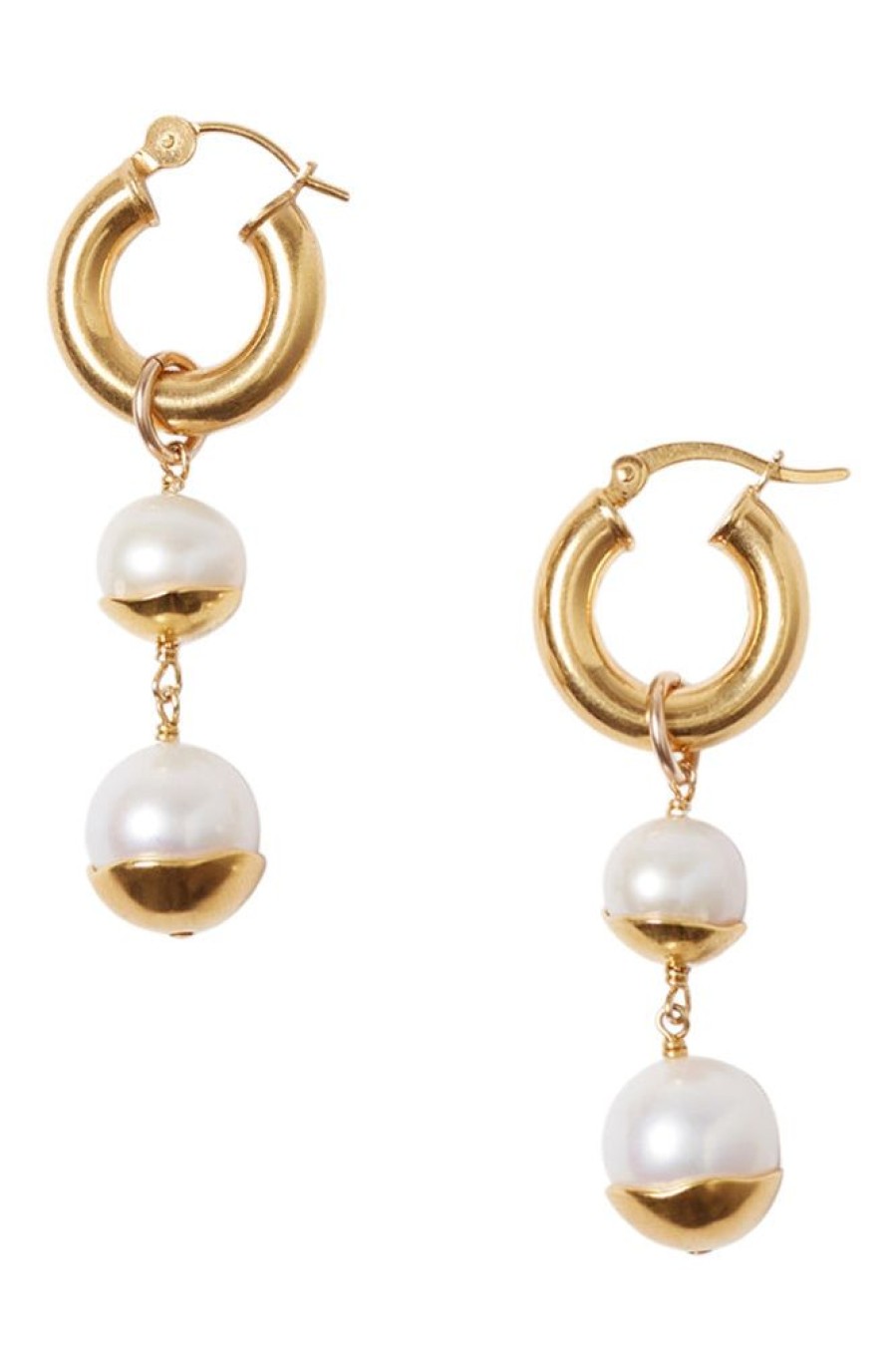 Jewelry CHAN LUU INC. | Chan Luu Gold Dipped Tiered Hoop Earrings In White Pearl