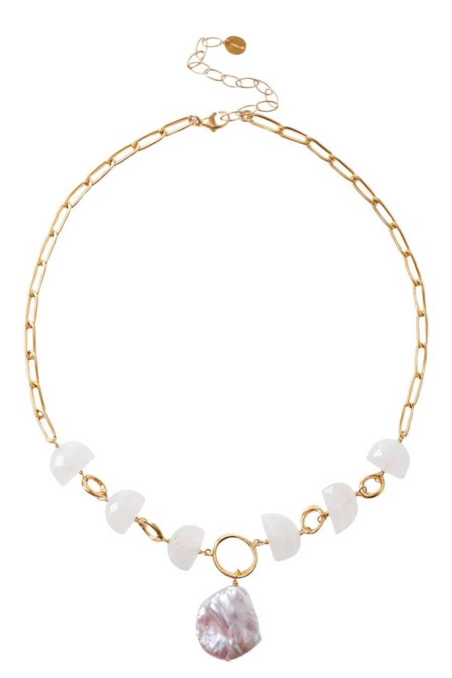 Jewelry CHAN LUU INC. | Chan Luu Pearl Luna Necklace In Yellow Gold Moonstone