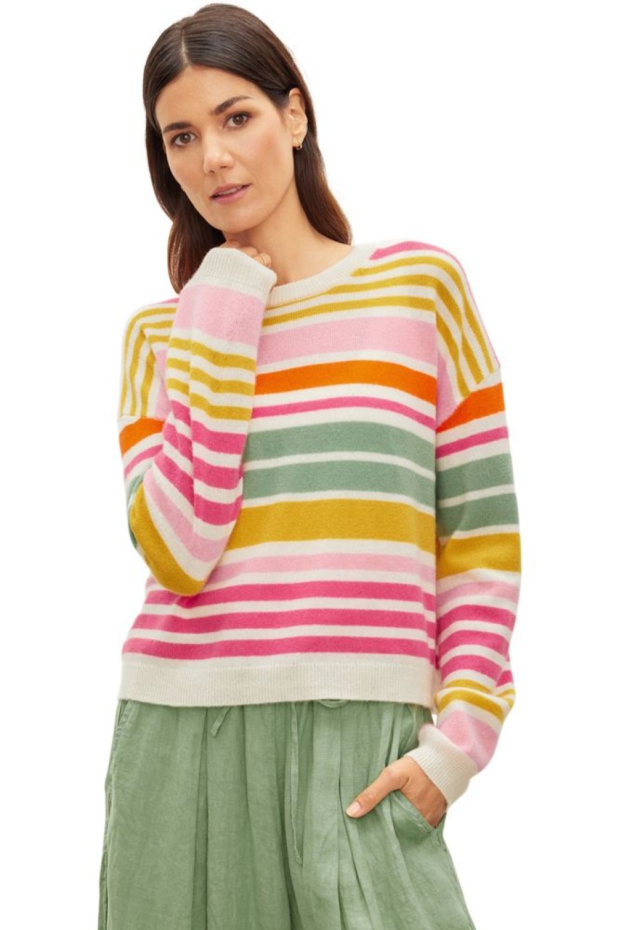 Sweaters VELVET | Velvet Anny Multi Color Striped Sweater In Multi