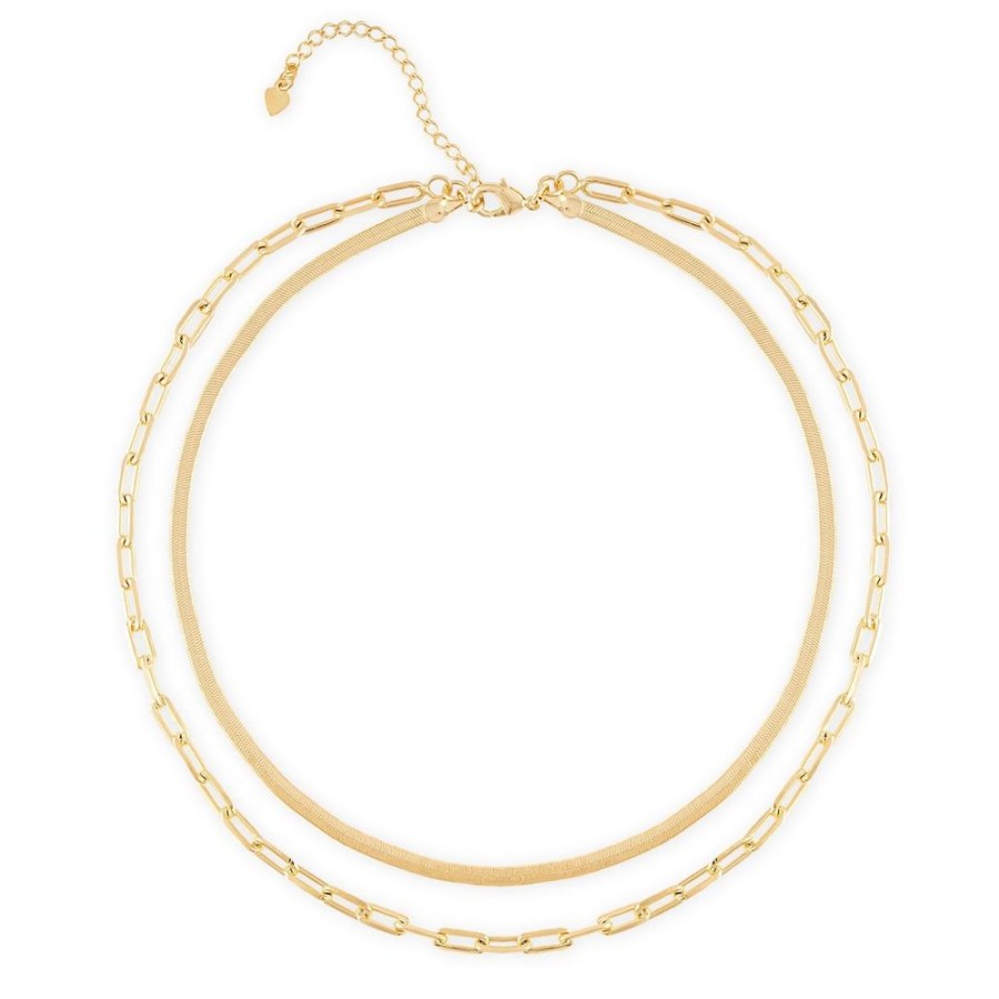 Jewelry ALEXA LEIGH FINE JEWELRY | Alexa Leigh Double Down Layering Necklace Yellow Gold