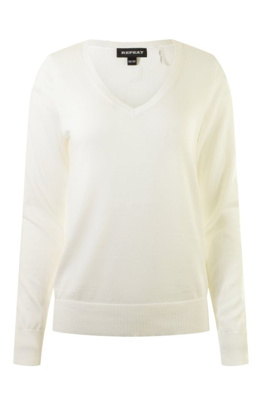 Sweaters REPEAT | Repeat Cashmere Fine Knit Vneck Cotton Pullover