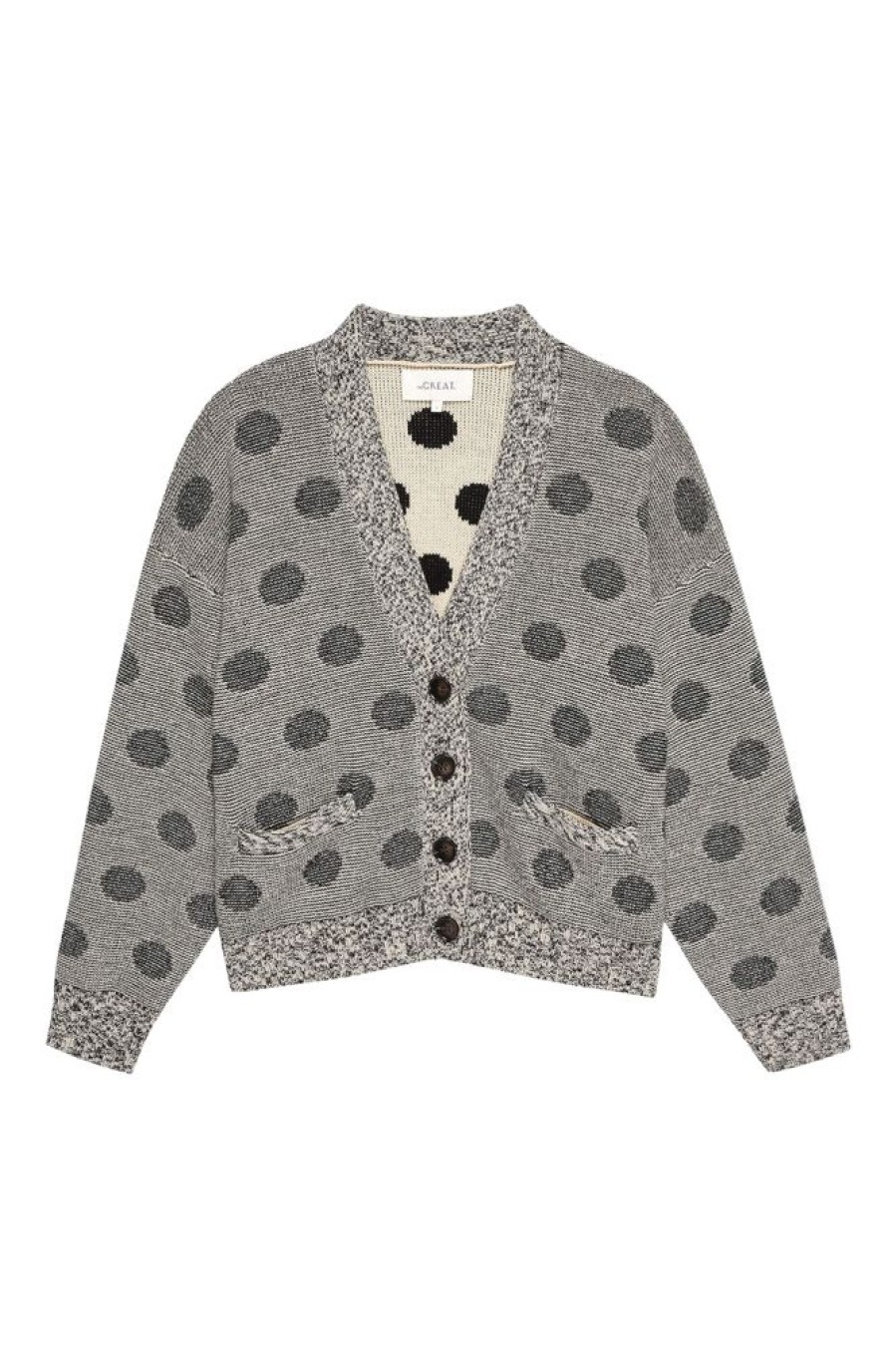 Sweaters The Great | The Great Slouch Cardigan In Licorice Polka Dot