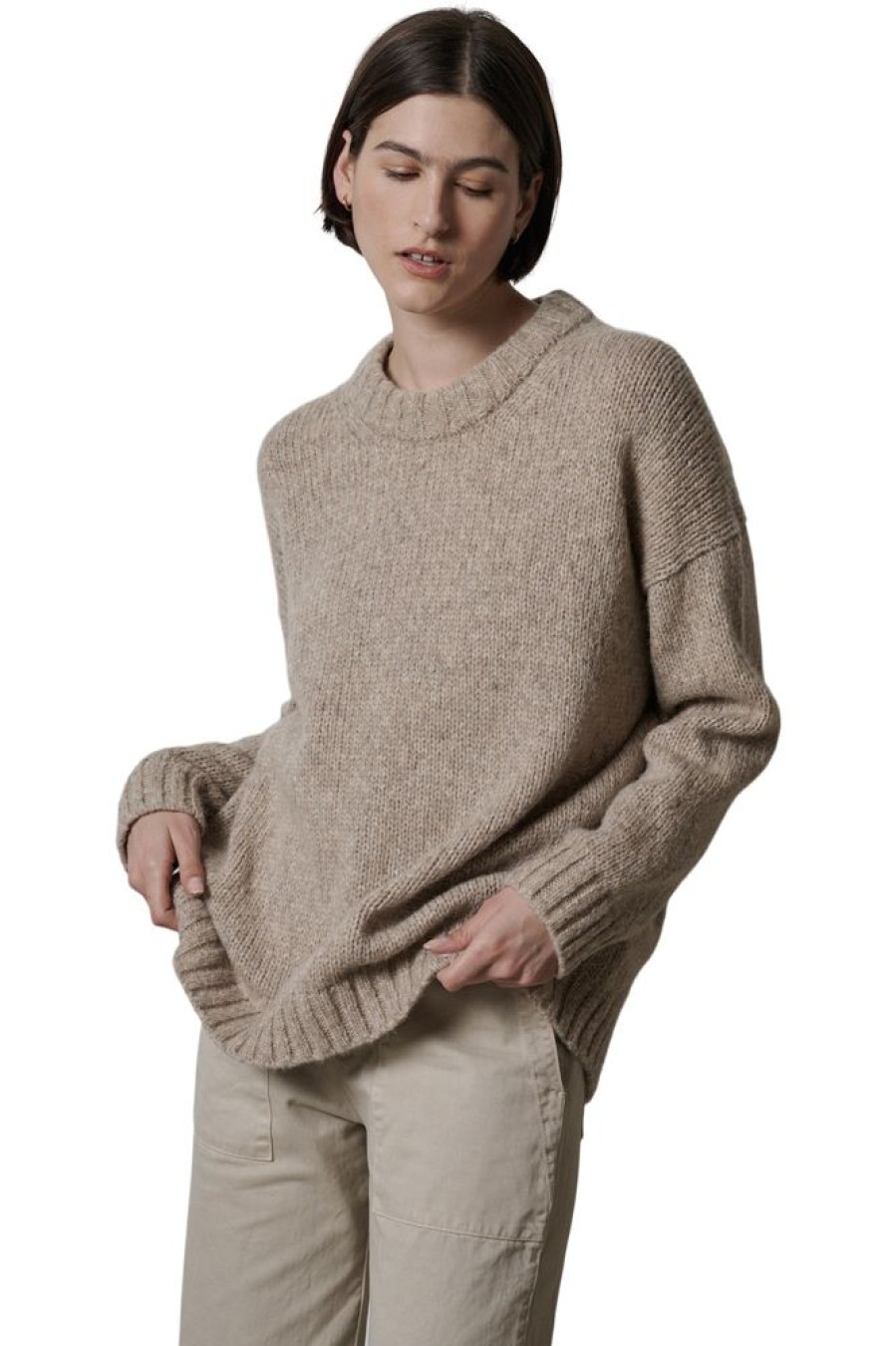 Sweaters VELVET | Velvet Cambria Alpaca Crewneck Sweater In Oatmeal