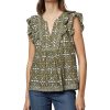 Tops VELVET | Velvet Corin Printed Top In Hunter