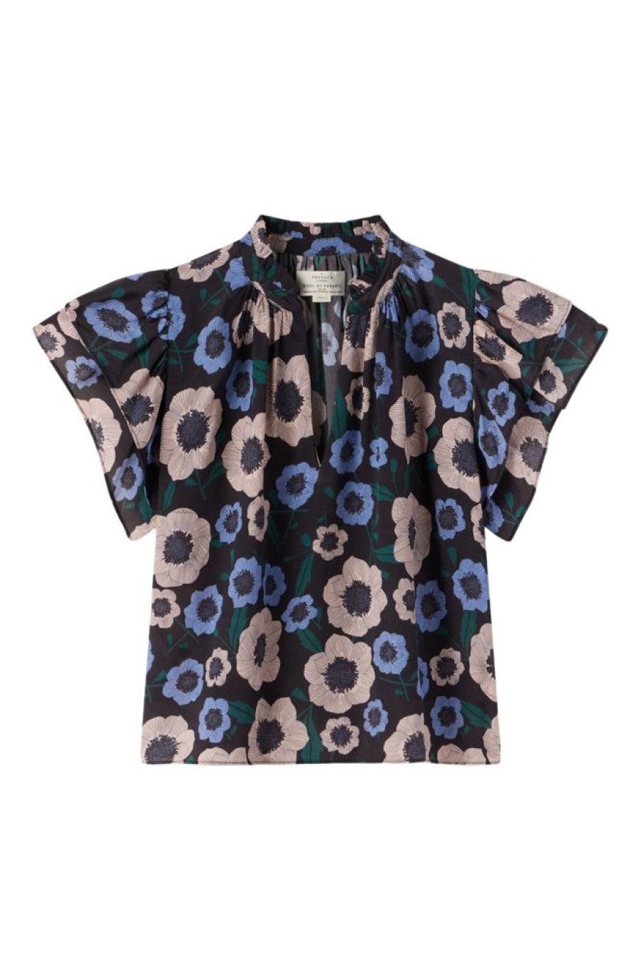 Tops Trovata Birds of Paradis | Trovata Brids Of Paradise Clover Blouse In Navy Poppies