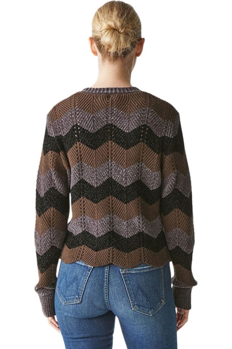 Sweaters MICHAEL STARS | Michael Stars Lakin Chevron Stripe Crop Sweater In Java Combo