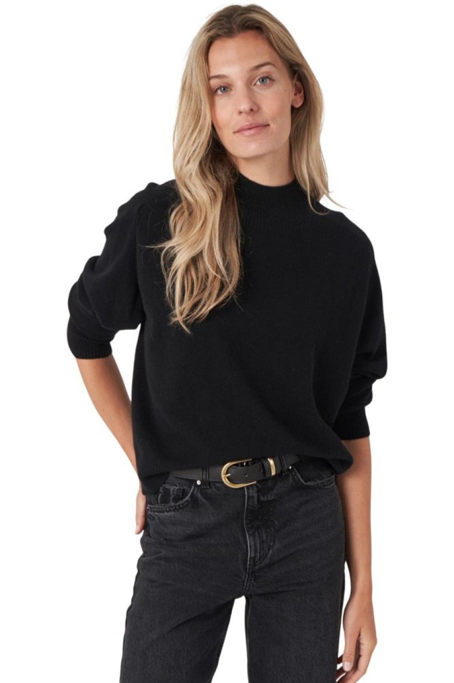 Sweaters REPEAT | Repeat Cashmere Mock Neck Sweater In Black