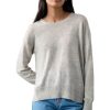 Tops WHITE & WARREN | Warren Linen Rib Trim Crewneck