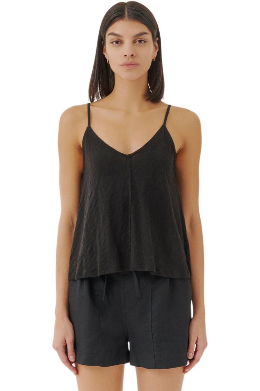 Tops ATM AnthonyThomas Melillo | Atm Slub Jersey Exposed Seam Tank In Black