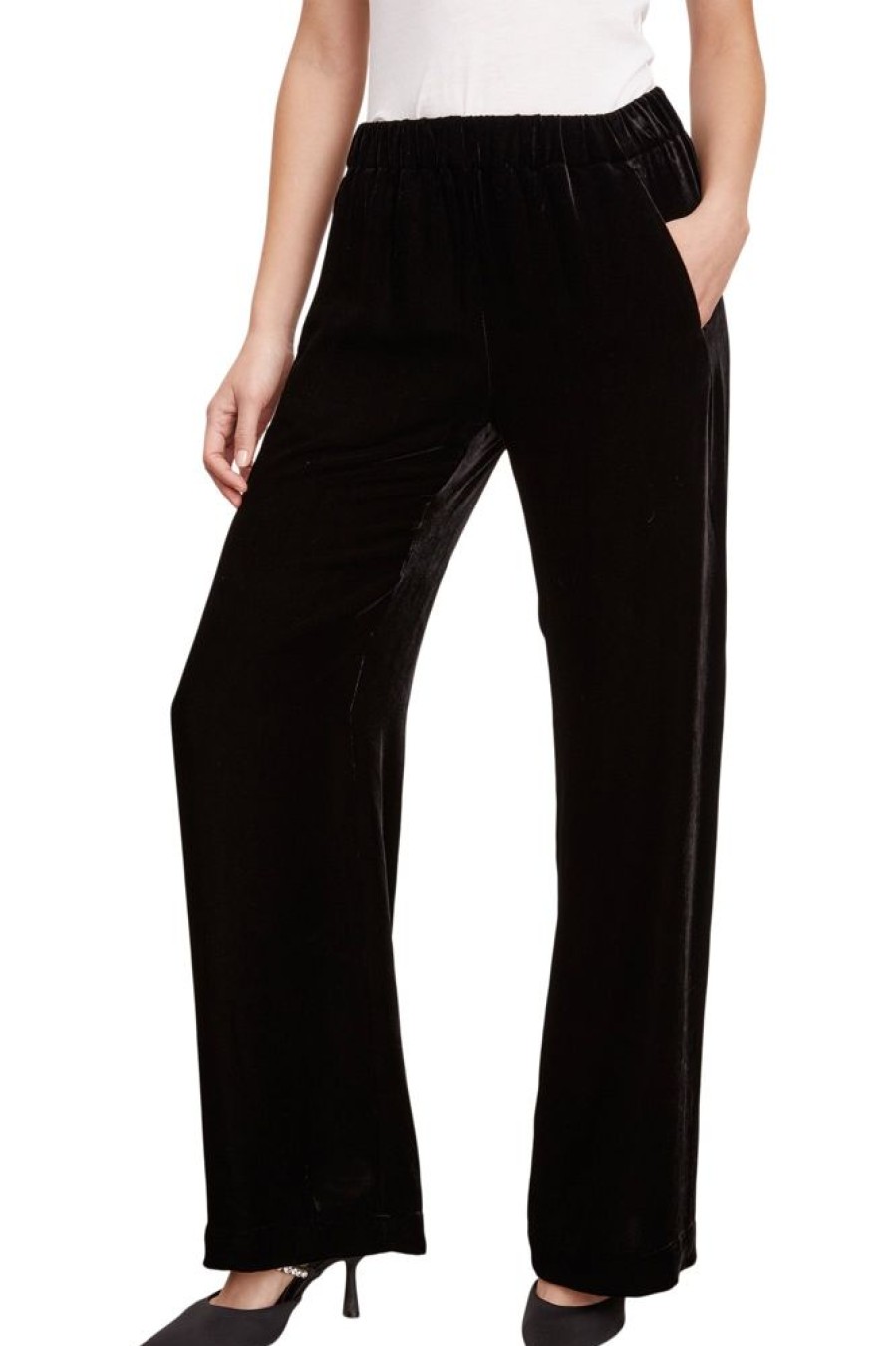 Pants, Shorts, & Skirts VELVET | Velvet Frida Silk Velvet Wide Leg Pant In Black