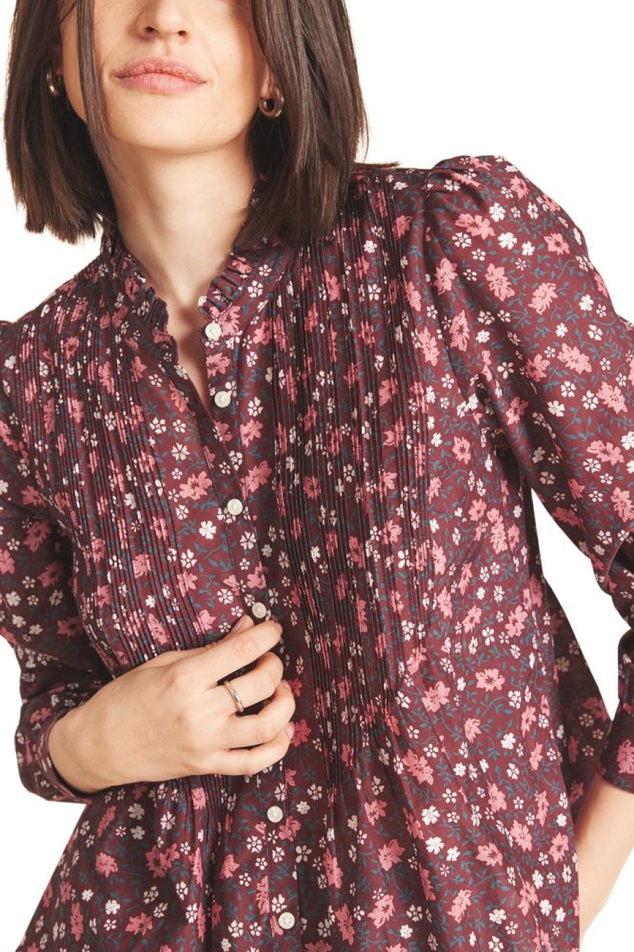 Tops Trovata | Trovata Birds Of Paradis Hadleigh Blouse In Plum Blossom