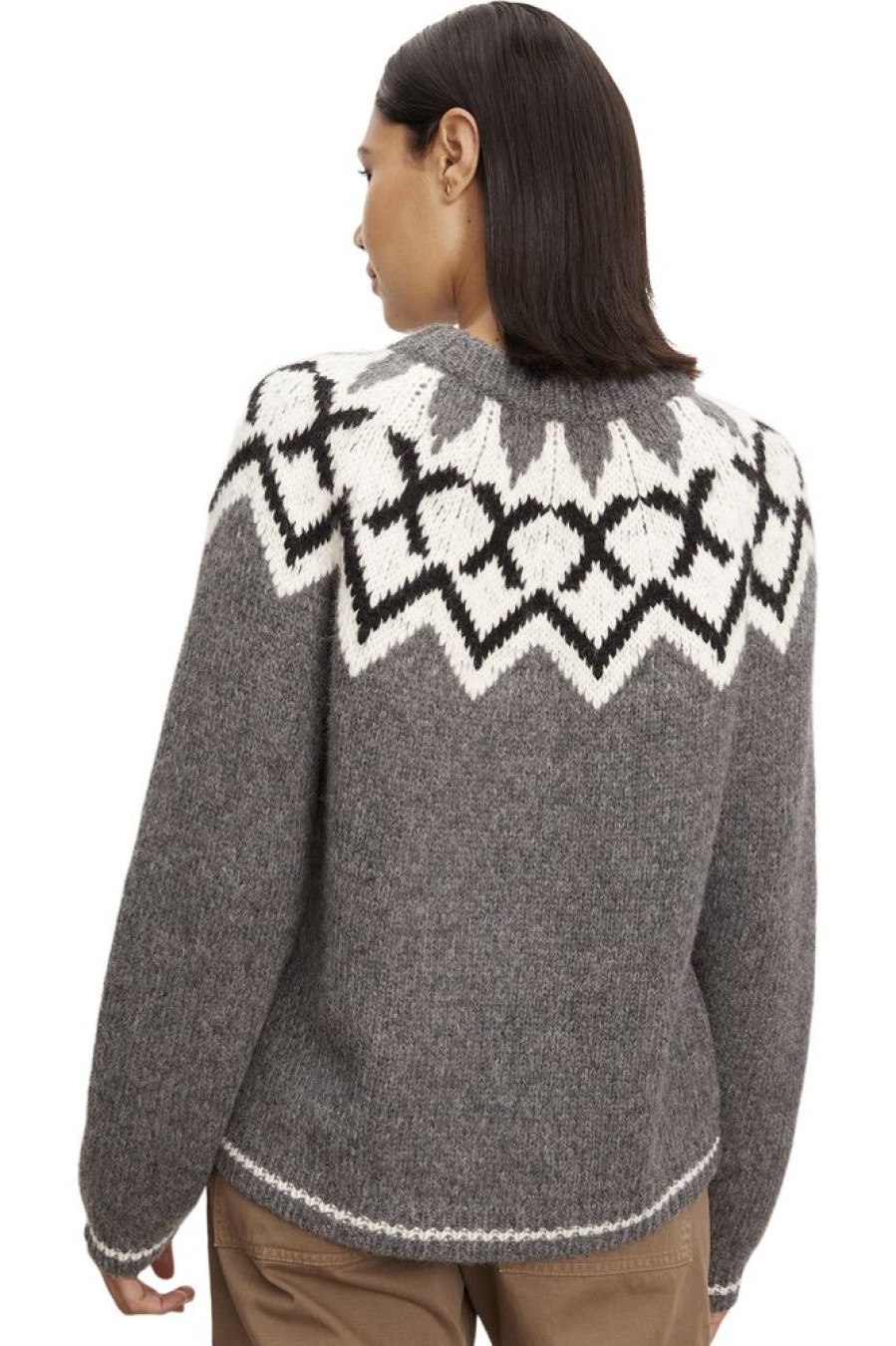 Sweaters VELVET | Velvet Alexa Baby Alpaca Fair Isle Sweater In Medium Heather Grey