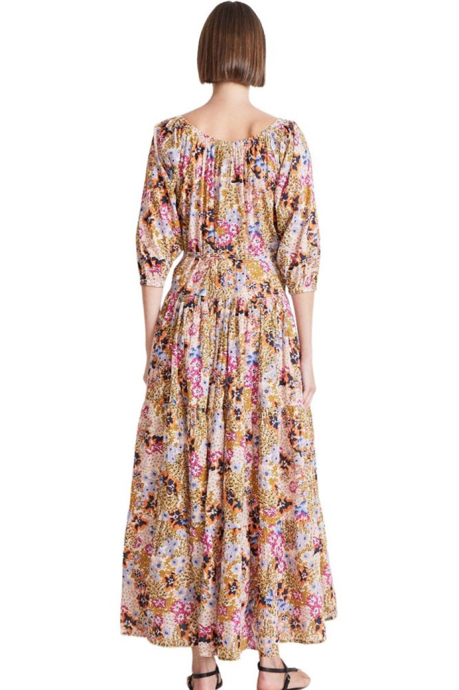 Dresses & Jumpsuits Apiece Apart | Apiece Apart Tilton Tiered Maxi Dress In Multi Wildflowers Cream