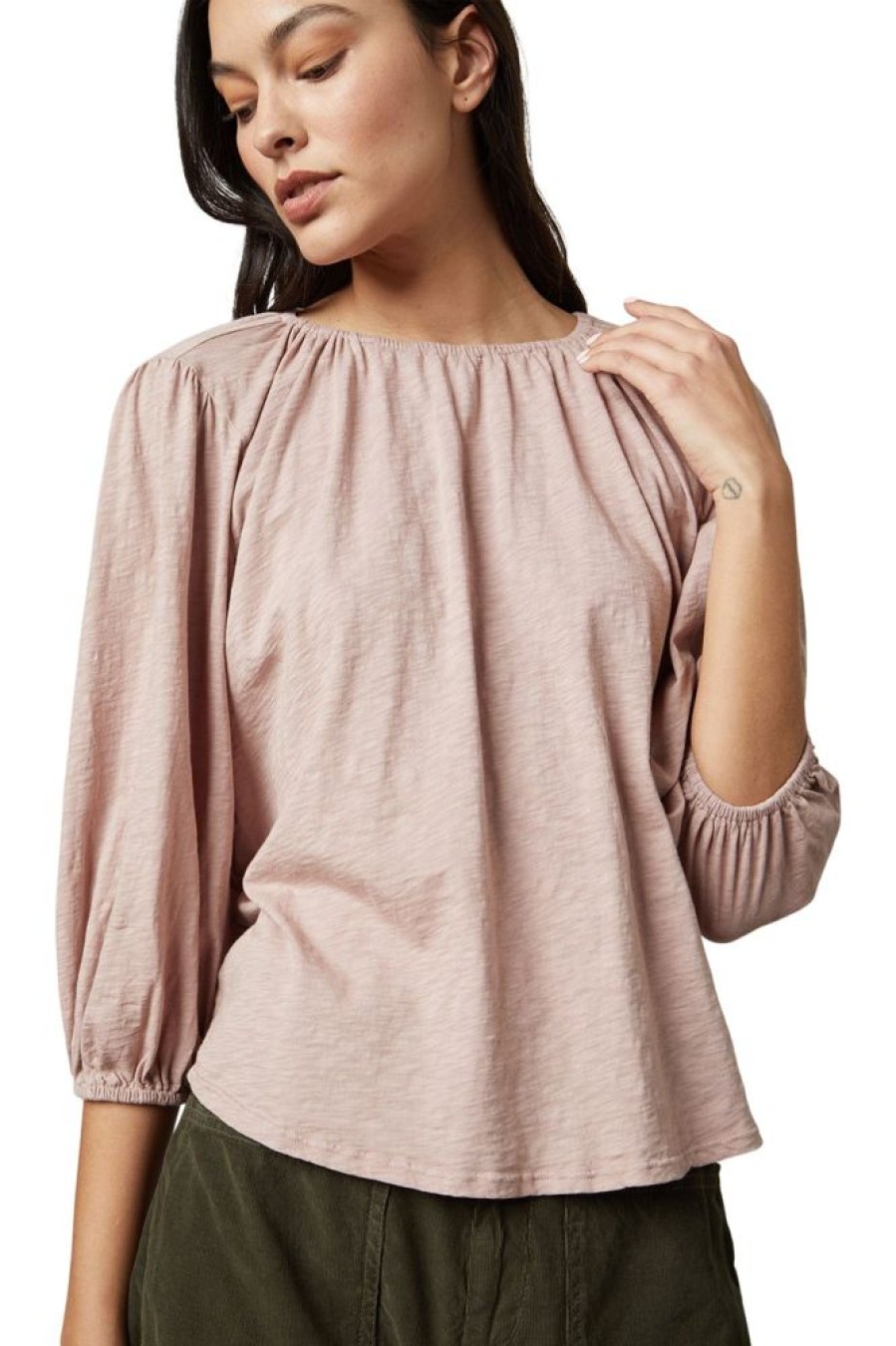 Tops VELVET | Velvet Julie Cotton Slub Top In Rosegold