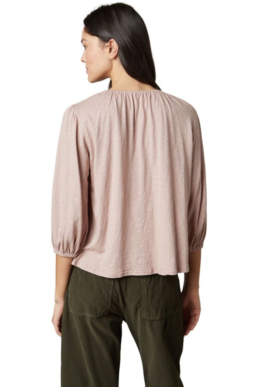 Tops VELVET | Velvet Julie Cotton Slub Top In Rosegold