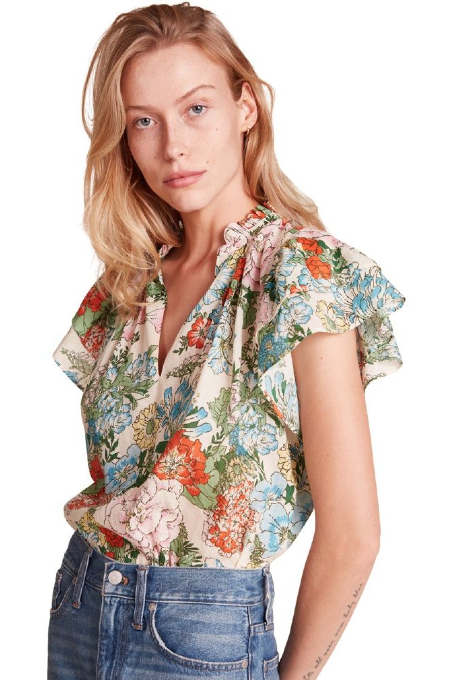 Tops Trovata | Trovatabirds Of Paradis Clover Blouse In Vintage Courtyard