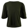 Tops VELVET | Velvet Uma Puff Sleeve Tee In Hedge