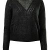 Sweaters AUTUMN CASHMERE | Autumn Cashmere Shaker Cable Crew W/ Sheer Yoke In Black