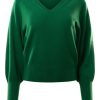 Sweaters WHITE & WARREN | White & Warren Cashmere Blouson Sleeve Vneck Sweater In Jewel Green