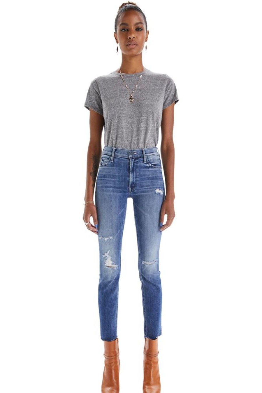 Denim Mother Denim | Mother Denim Mid Rise Dazzler Ankle Fray In Weekend Warrior