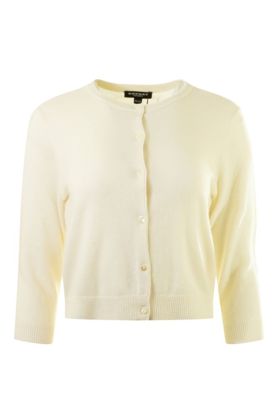 Sweaters REPEAT | Repeat Cashmere Classic Cropped Cardigan Cream