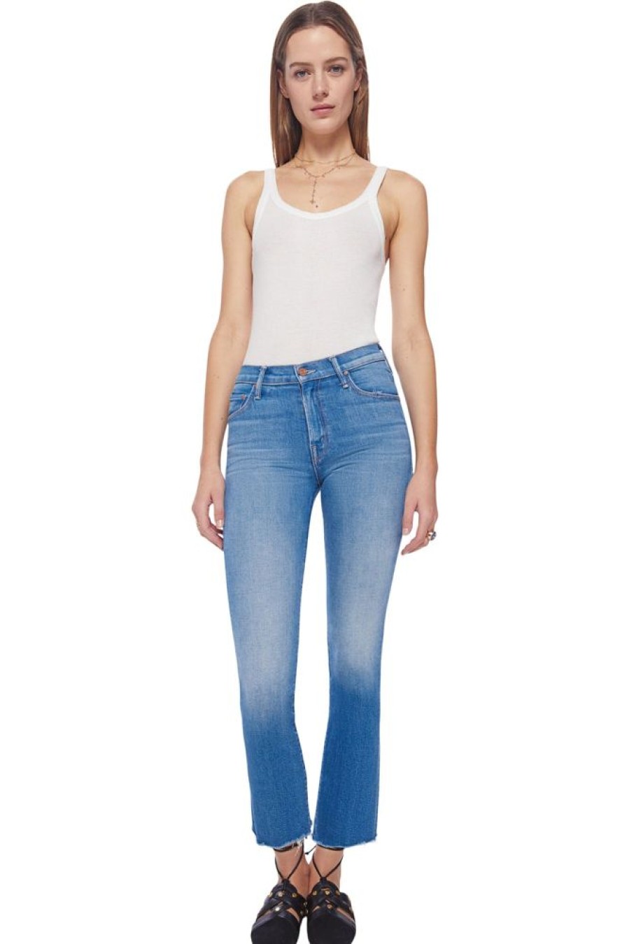 Denim Mother Denim | Mother Denim Insider Ankle Fray Jeans In Eager Beaver