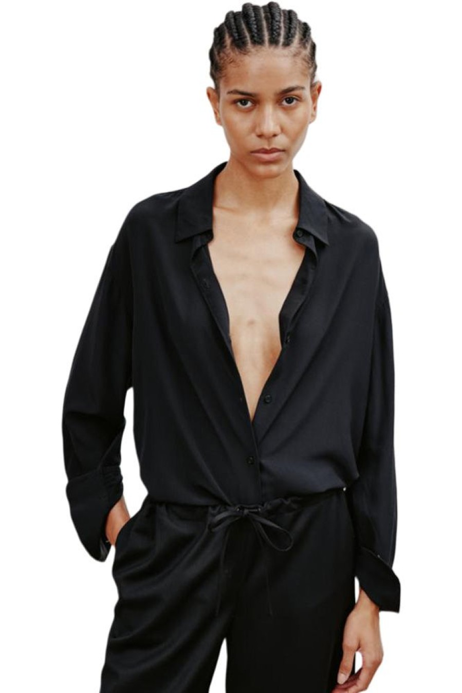 Tops NILI LOTAN | Nili Lotan Julien Silk Shirt In Midnight