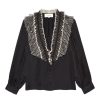 Tops The Great | The Great Ruffled Tuxedo Top In Black Cream