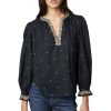 Tops VELVET | Velvet Ania Embroidered Boho Top In Vintage Black