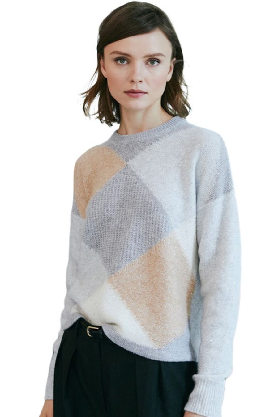 Sweaters AUTUMN CASHMERE | Autumn Cashmere Sequin Diamond Crewneck Sweater In Sweatshirt Combo