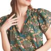 Tops Trovata | Trovata Birds Of Paradis Clover Blouse In Woodbine Cluster