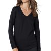 Tops VELVET | Velvet Blaire Cotton Slub Long Sleeve V-Neck Tee