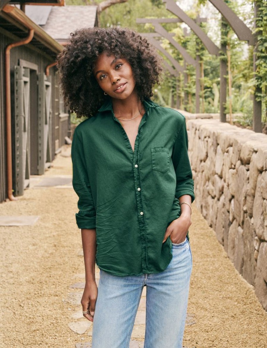 Tops Frank & Eileen | Frank & Eileen Eileen Denim Button Up Shirt In Emerald