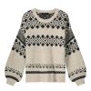 Sweaters REPEAT | Repeat Cashmere Italian Yarn Intarsia Knit Sweater In Sand