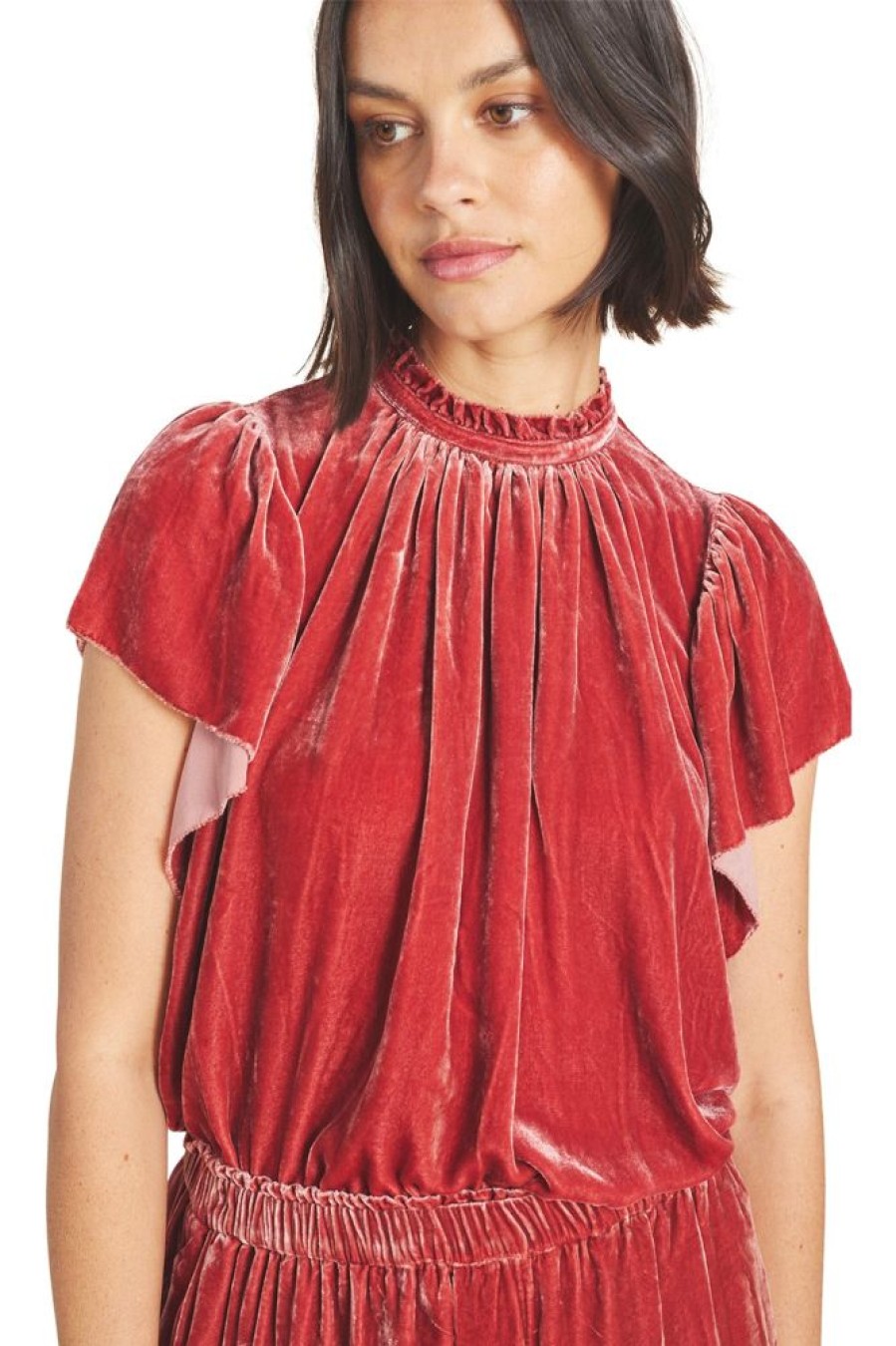 Tops Trovata Birds of Paradis | Trovata Birds Of Paradis Carla High Neck Blouse In Sienna