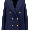 Blazers & Outerwear Harris Wharf London | Harris Wharf London Slouchy Peacoat In Blue Mouline