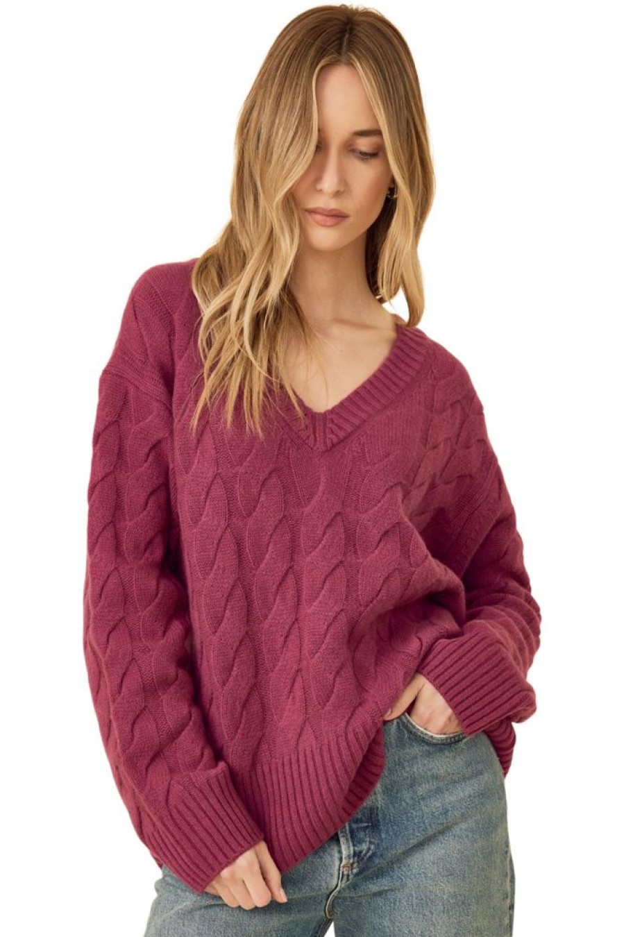 Sweaters One Grey Day | One Grey Day Monterey Cashmere Pullover In Mulberry