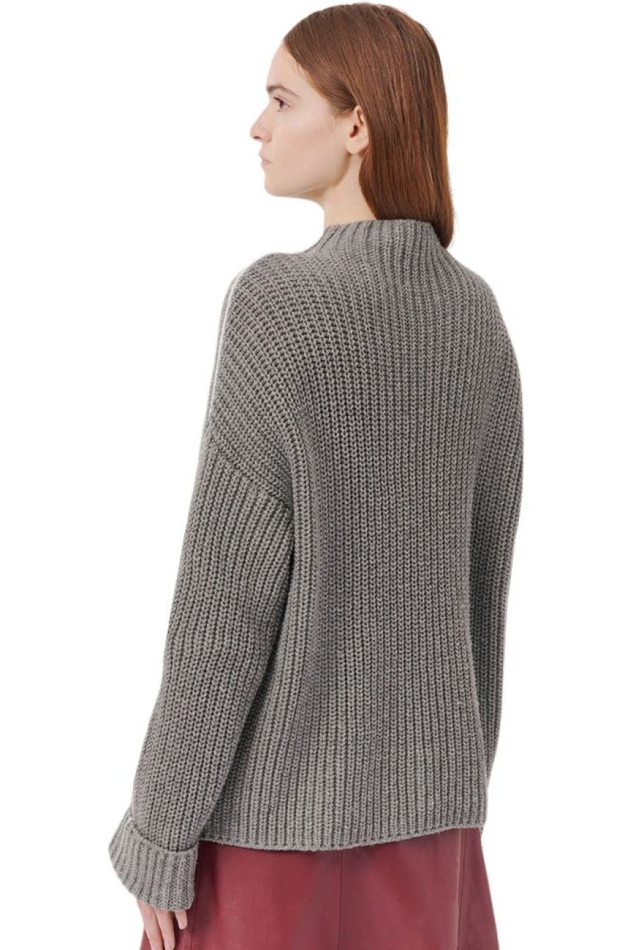 Sweaters ATM AnthonyThomas Melillo | Atm Merino Wool Blend Chunky Rib Sweater In Heather Grey