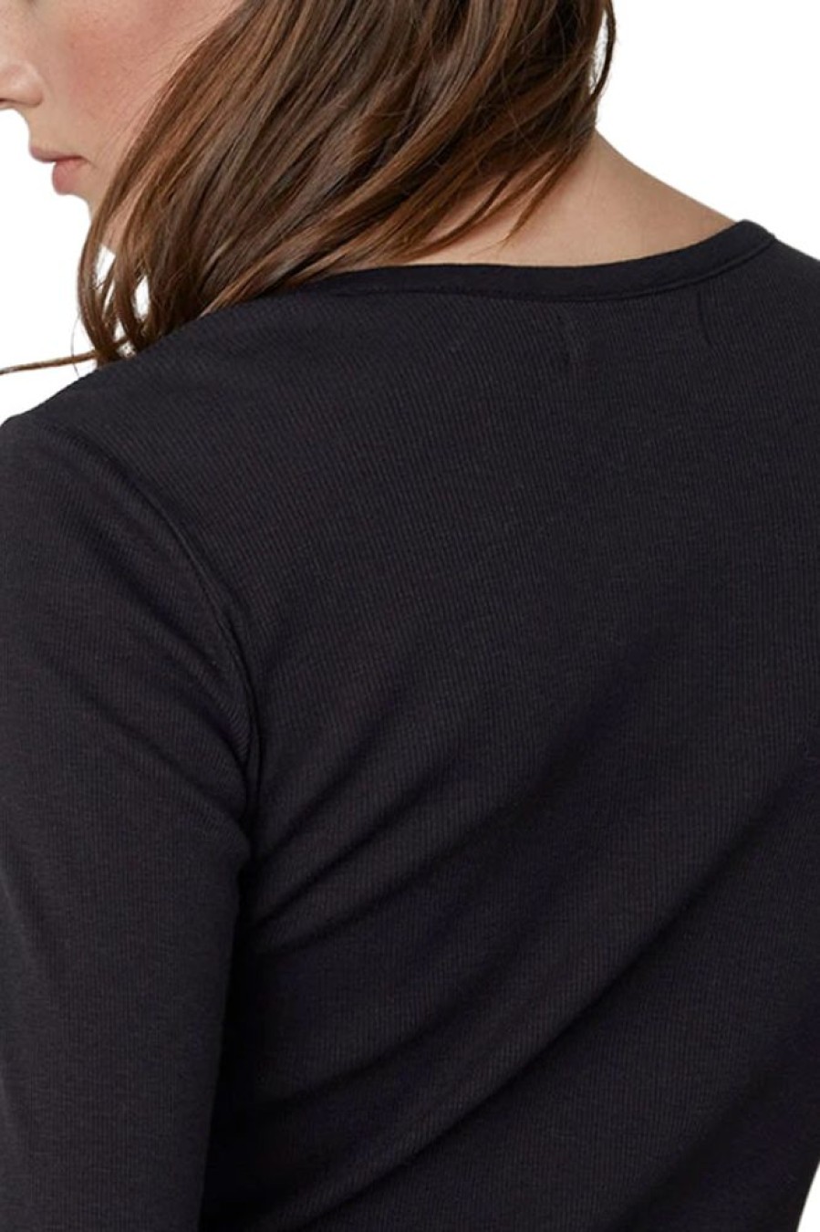 Tops VELVET | Velvet Bayler Cotton Fitted Crewneck T-Shirt In Black