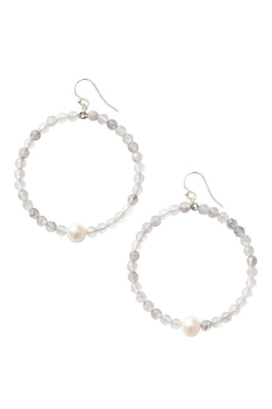 Jewelry CHAN LUU INC. | Chan Luu Grand Hoop Earrings In Grey Cloudy Quartz