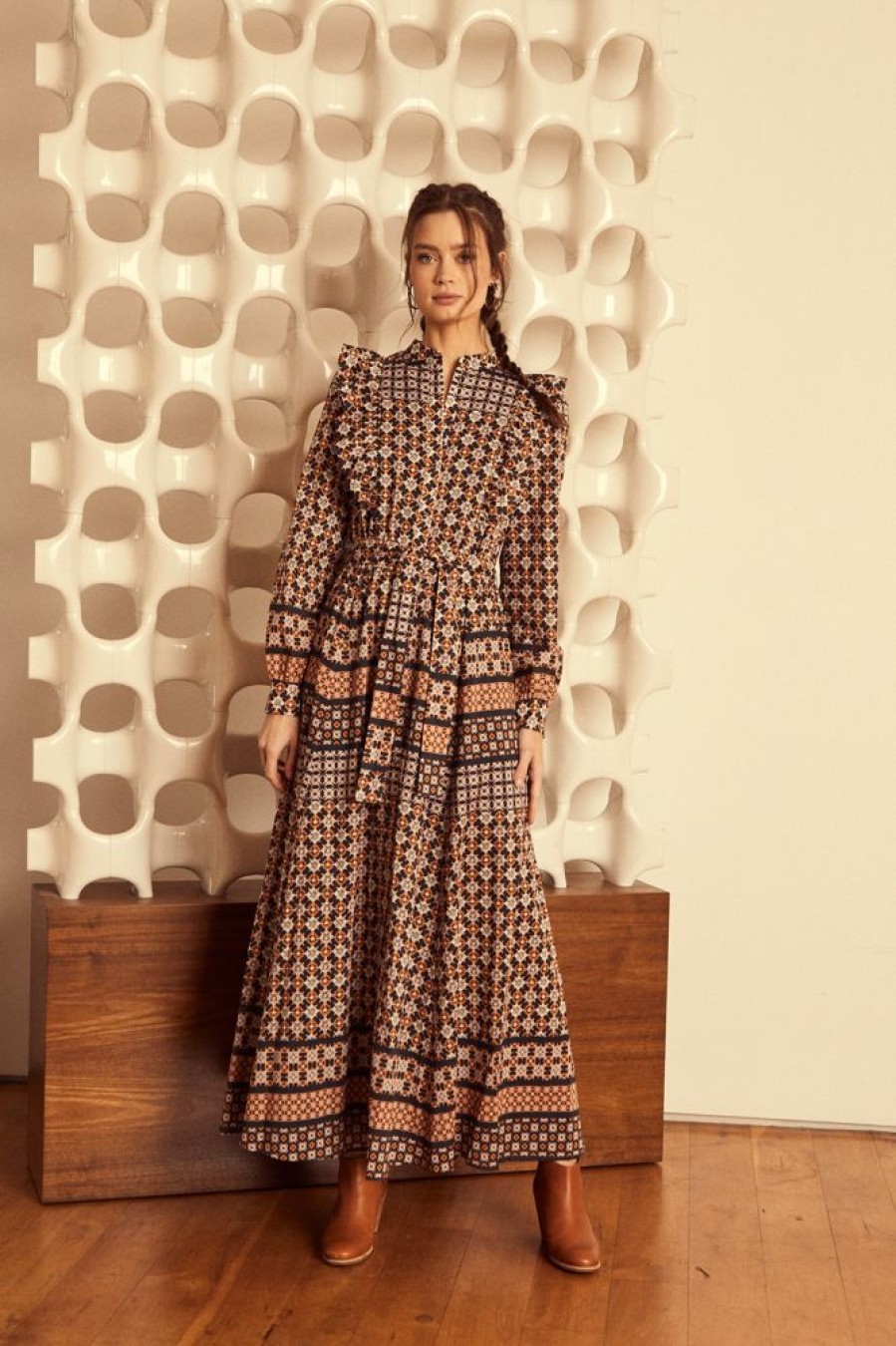 Dresses & Jumpsuits Caballero | Caballero Faye Dress In Autumn Tile