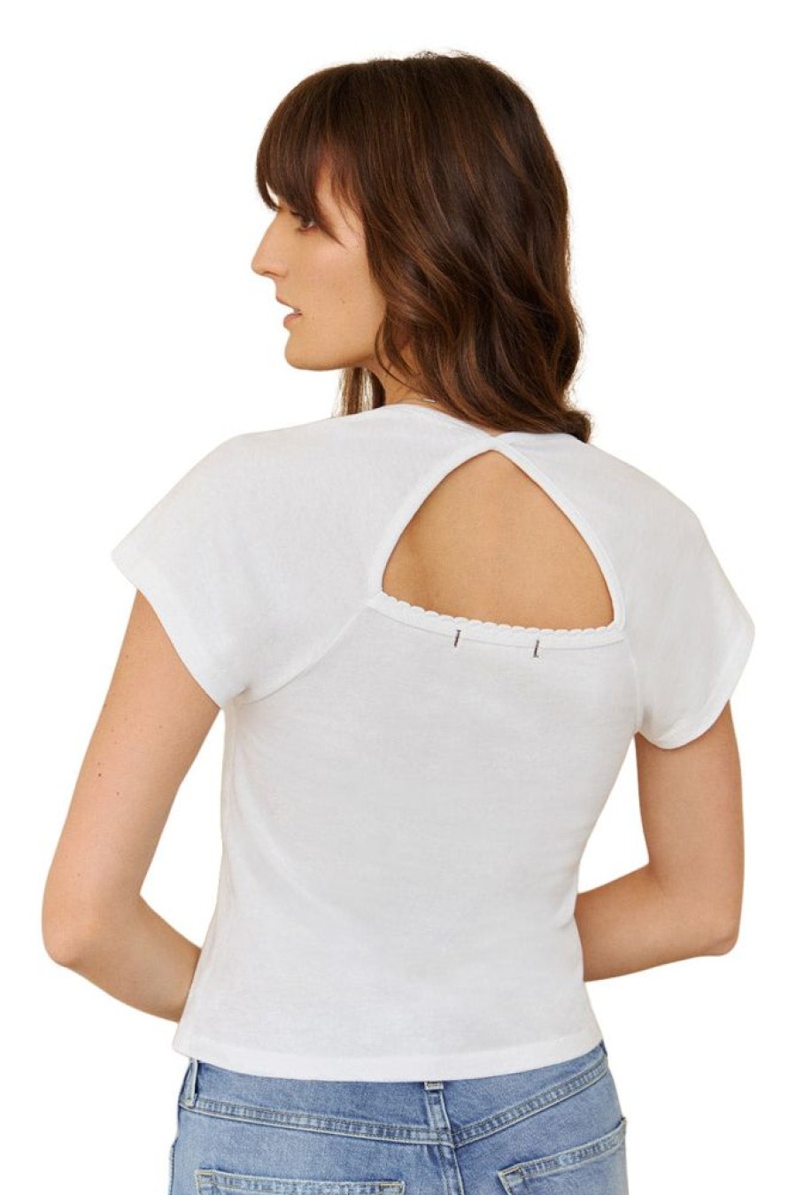 Tops Amo Denim | Amo Denim Scallop Tee In White