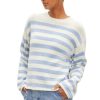 Sweaters VELVET | Velvet Lex Cotton Cashmere Striped Crew In Milk Blue