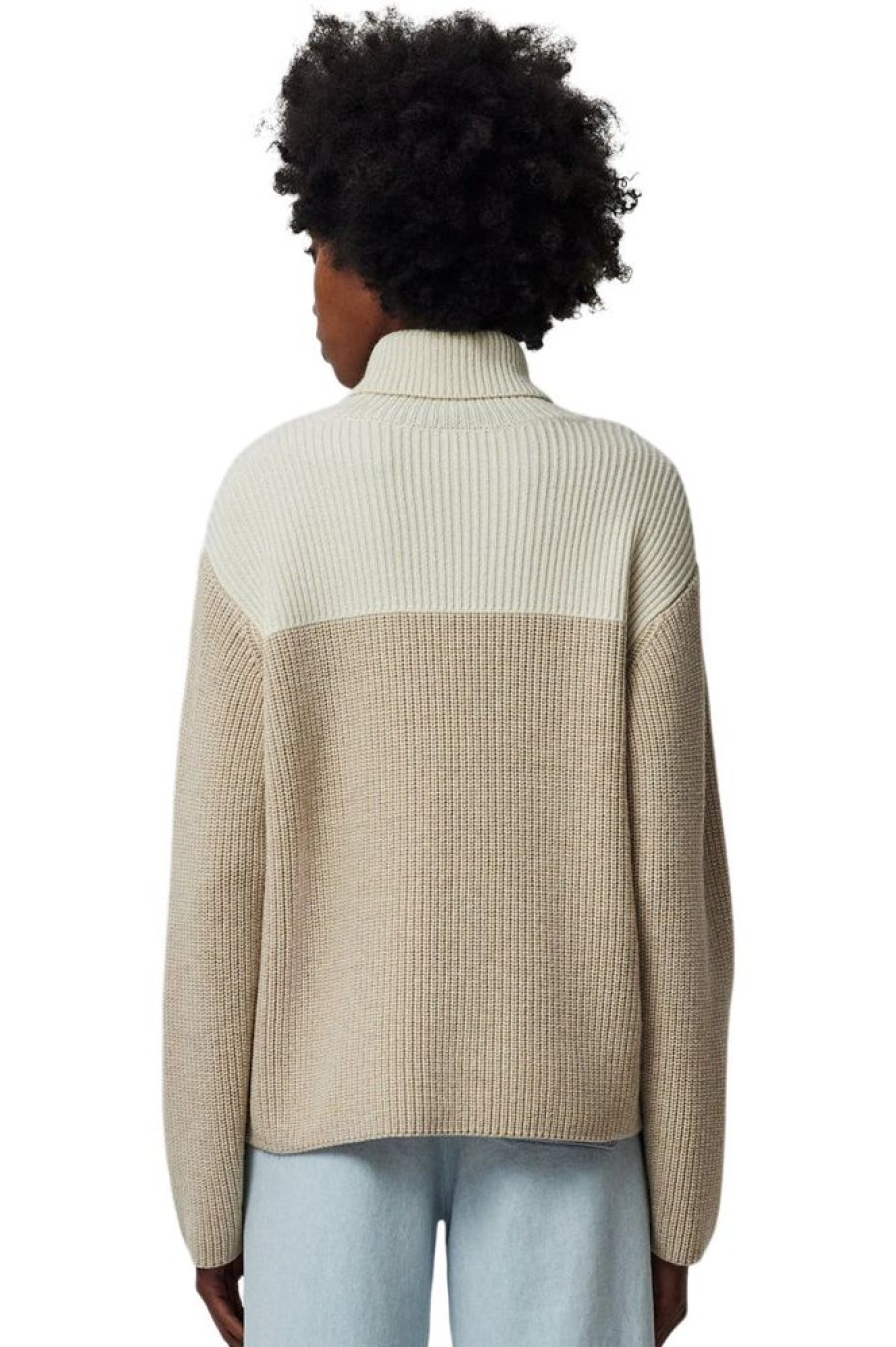 Sweaters ATM AnthonyThomas Melillo | Atm Wool Blend Colorblock Turtleneck Sweater In Beige Combo