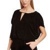 Tops VELVET | Velvet Noa Silk Velvet Wedge Blouse In Black